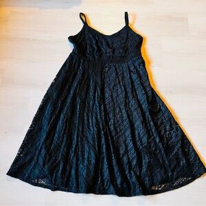 Torrid Women's Black Midi Lace Sleeveless Fit & Flare Skater Dress Size 1X NWT